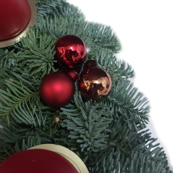 Echter Adventskranz rund Ø 30cm rot mit 4 Kerzen natürlicher Tannenkranz Adventsgesteck