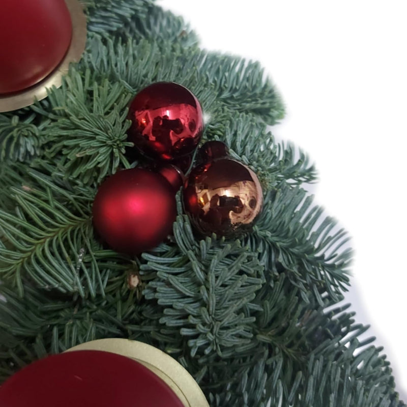 Echter Adventskranz rund Ø 30cm rot mit 4 Kerzen natürlicher Tannenkranz Adventsgesteck