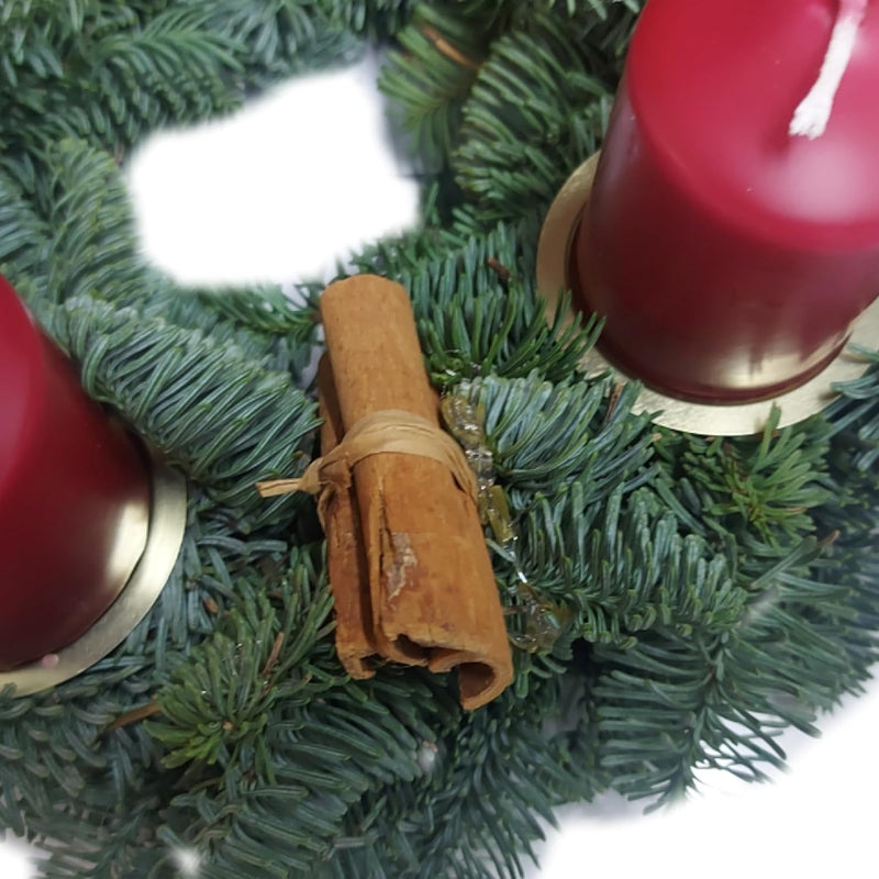 Echter Adventskranz rund Ø 30cm rot mit 4 Kerzen natürlicher Tannenkranz Adventsgesteck