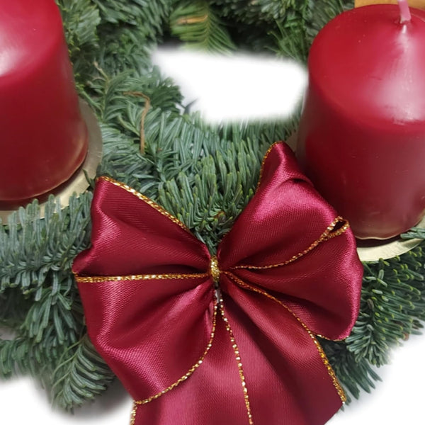 Echter Adventskranz rund Ø 30cm rot mit 4 Kerzen natürlicher Tannenkranz Adventsgesteck