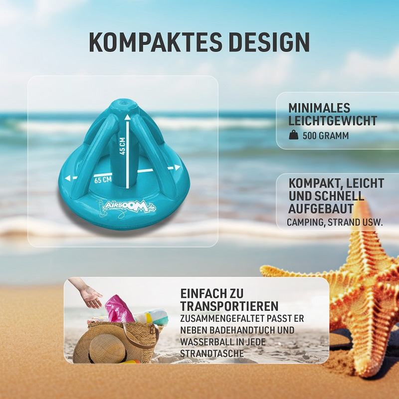 Double Pack Airboom & Pumpe – Der aufblasbare Sonnenschirmständer mit Getränkekühler für den Strand