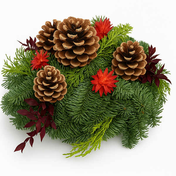 Grabkranz Rot hochwertiges Allerheiligengesteck 30 cm aus Naturmaterialien Grabdeko Totensonntag